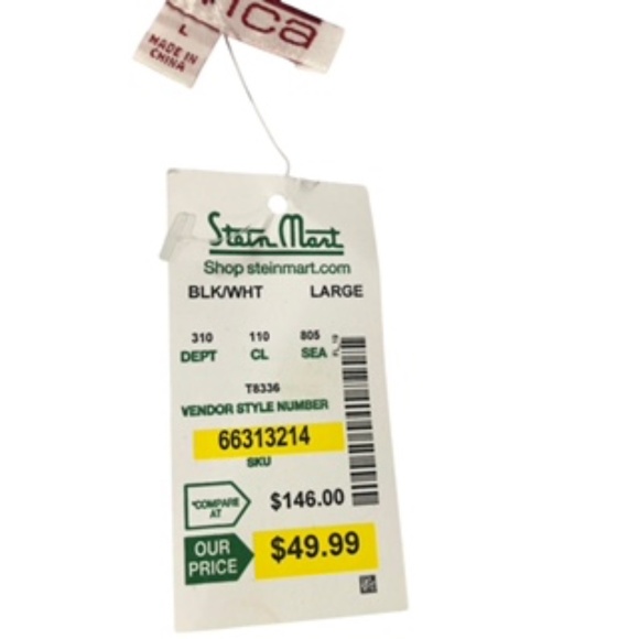 NWT Mischa Cream & Black Bell Sleeve Tie Waist Abstract Floral Tunic Size L - Picture 8 of 9